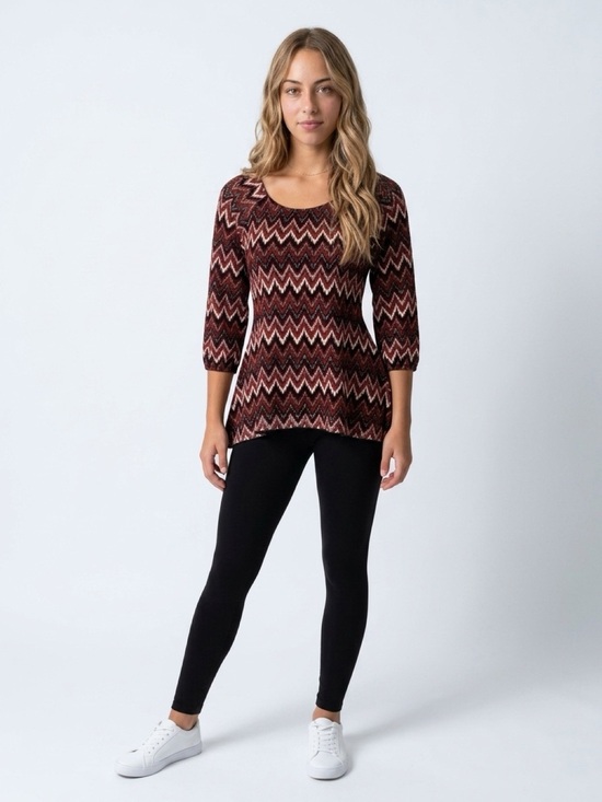 New Directions Tops - New Directions  Petite Chevron Blouse Multicolor 3/4 Sleeve Peplum Top